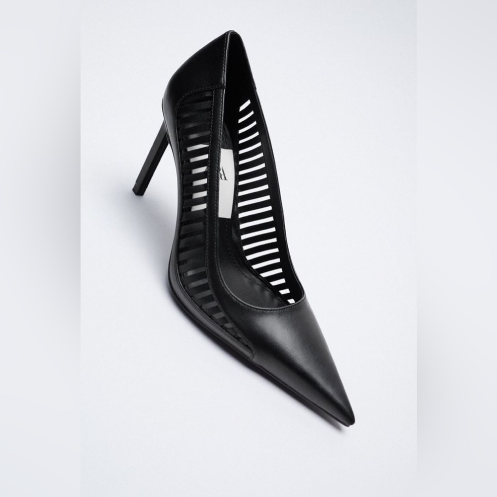 NWT Zara Elegant Black Heels with Cutout Design